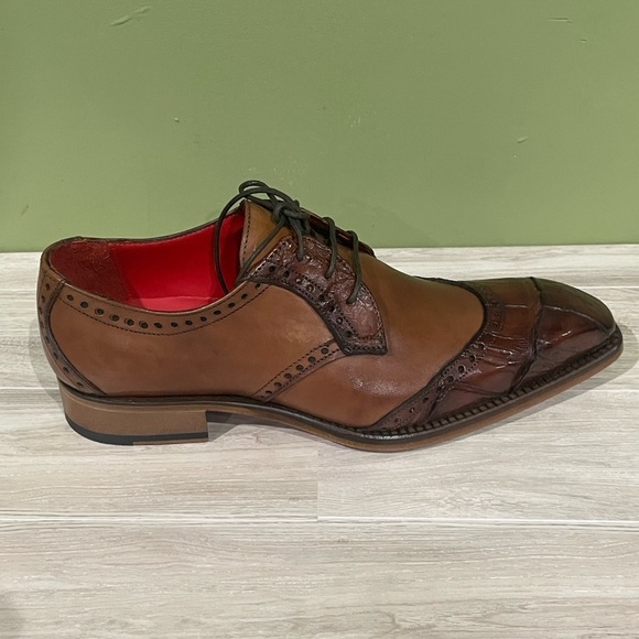Brown Leather Oxford Shoes with Brogue Detailing - Picture 2 of 5